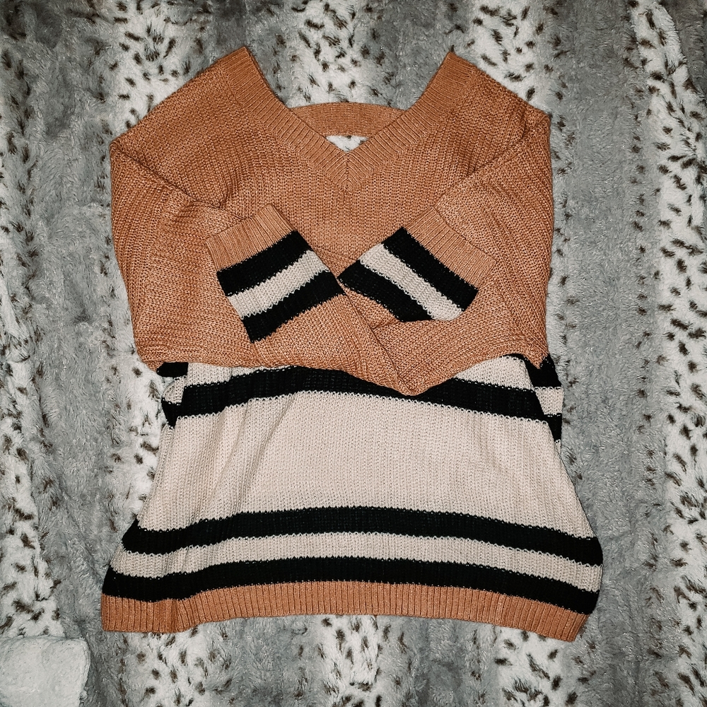 V Neck CBRAND Sweater w/Strap Back Detail